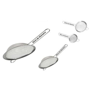 Imagem de Peneiras De Aço Inox Kit 4 Unidades - Utensilio De Cozinha