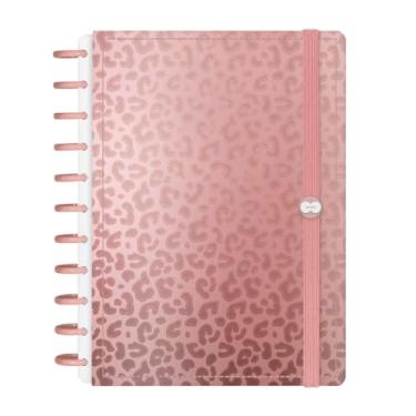 Imagem de Caderno de Disco Inteligente Iscool G+ Natural Fashion Animal Print Onça Rosê Gold