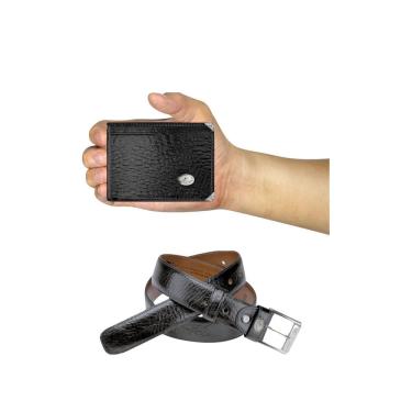 Imagem de Kit Carteira Media Mitty Couro + Cinto Mitty M1 S4 Preto