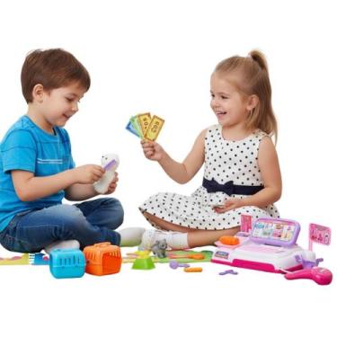 Imagem de Kit Caixa Registradora Supermercado + Pet Shop Animais - Cim-toys