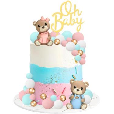 Imagem de Cake Toppers BHNKGZNA Bear 33 unidades para festa de revelação de gêne