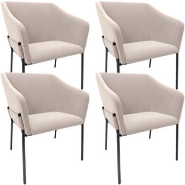 Imagem de Kit 4 Cadeiras Para Sala de Jantar Estar Living Olívia L02 Suede Bege 
