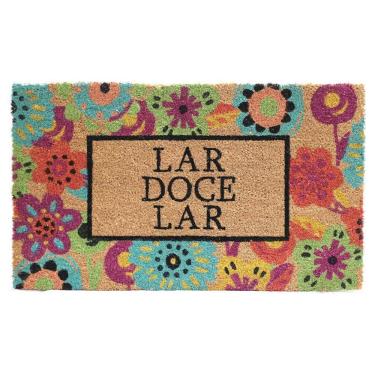 Imagem de Capacho Tapete Fibra De Coco Lar Doce Lar Flores Tuut 45X75