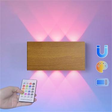 Imagem de Luminária de parede LED RGB Cores Luminária de parede recarregável operada por bateria Luminária de parede com controle remoto Luminárias de parede internas Luminárias magnéticas para quarto