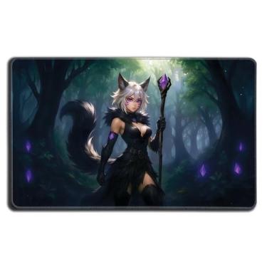 Imagem de Digital Sorcery Studio Anime Cat Warlock Playmat – 24x14 Premium TCG Mat for Magic: The Gathering, Final Fantasy & Commander – Custom Non-Slip Stitched Play Mat for MTG Cards & Decks