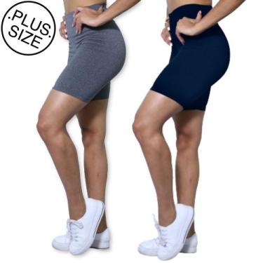 Imagem de Kit 2 Bermudas Plus Size Heide Ribeiro Basic Suplex Academia, Cinza, M