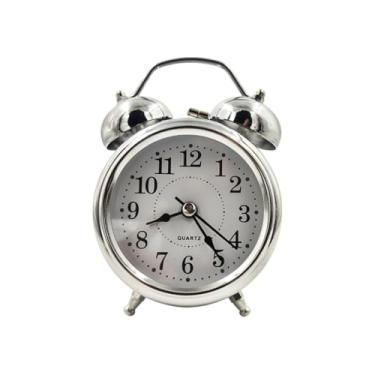 Imagem de Relógio Despertador Bem Alto Modelo Antigo 2 Sinos Metal Vintage(Prateado)