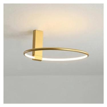 Imagem de Luminária de teto redonda LED de design escandinavo, branca, preta, dourada, AC220V, metal, alumínio, arandela, quarto, sala de estar, luzes de teto, lustre