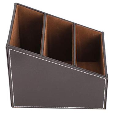 Imagem de Acouto Mesa de Armazenamento Mesa de Armazenamento de Couro Sintético Artigos de Papelaria Suprimentos Multifuncionais Cor de café 3 Grade Suprimentos Produtos/e Material Escolar/Produtos de