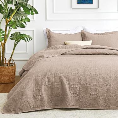 Imagem de Love's cabin Colchas para cama de casal Burlwood Conjunto de cama - Colcha leve - Cobertor de cama com estampa de moeda para todas as estações - 3 peças (1 colcha, 2 fronhas)