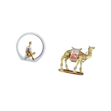 Imagem de Fenteer Estatueta de para Meninas, Estátua de Animal para Mulheres, Centro de Mesa, Quarto, Leitores, Presente, Estante, Escultura Abstrata de Fazenda,