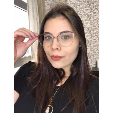 Imagem de Armação De Óculos Para Grau Feminina Gatinho Afrodite Dourado - Palas 