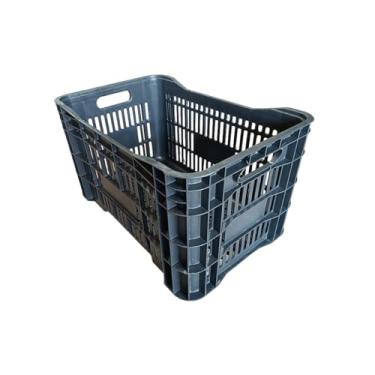 Imagem de Caixa Plastica, Caixa Organizadora Multiuso Agricola Hortifruti Vazada Feira Plastica 49l, Ideal para Hortifruti E Compras Frutas E Verduras(Preto)