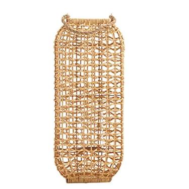 Imagem de Castiçal Castiçal de vime retrô envelhecido ornamentos decorativos trançado pátio externo suporte de vela ornamentos sem velas suporte de vela
