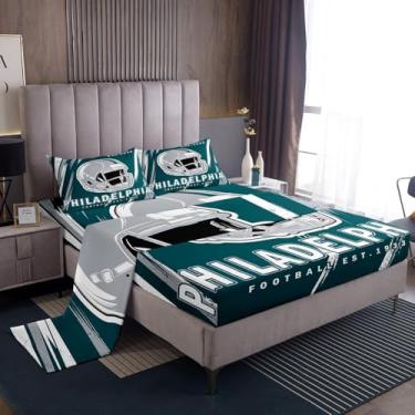 Imagem de Erosebridal Jogo de lençol solteiro de futebol americano da Filadélfia, para meninos e meninas, para meninos e meninas