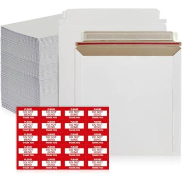 Imagem de Pacote com 250 envelopes rígidos de 15 x 15 cm – 420 g/m2 autoselados envelopes de papelão para CDs, DVDs, fotos, documentos – tiras de rasgo, etiquetas não dobre – envelopes quadrados para cartões e