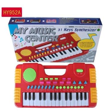 Imagem de Piano Center Infantil Teclado Musical 31 Teclas 8 Sons Vermelho - TOYS