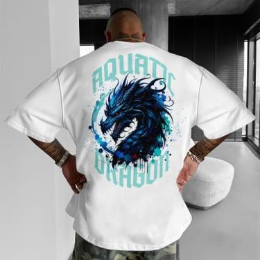 Imagem de Camiseta Oversized Algodão Street Academia Gym Treino Aquatic Dragon -
