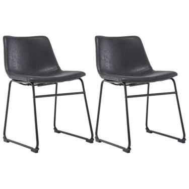 Imagem de Kit 02 Cadeiras Decorativa Sala de Estar Recepção Fixa Maia PU Preto G56 - Gran Belo