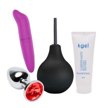 Imagem de Kit Doces Tentações – Plug Anal + Vibrador Golfinho Ponto G + Ducha Íntima + Lubrificante Kgel
