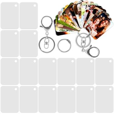 Imagem de AOUXSEEM 16 peças em branco de sublimação com chaveiro, material de PVC dupla face para projeto de lembrança de família de prensa térmica, 4,8 x 3,3 cm vibrante à prova d'água (16)