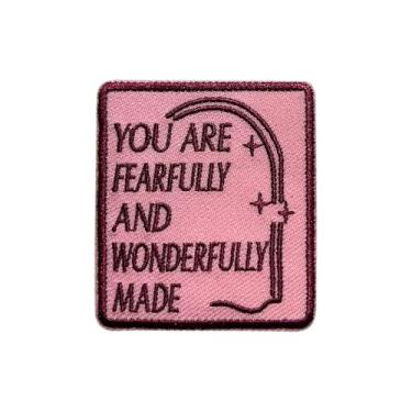 Imagem de ROISEPOSIE Remendo Fearfully and Wonderfully Made , 7,6 cm de ferro em/costurado em tecido bordado Salmo 139:14 para roupas, mochilas, chapéu, jeans, adesivos de bordado das escrituras para cristãos