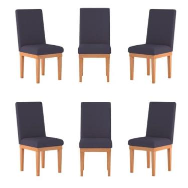 Imagem de Kit 6 Cadeiras Estofadas Reforçadas para Mesa de Jantar Cor:cinza