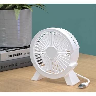 Imagem de Ventilador de mesa portátil pequeno ventilador de mesa pessoal silencioso ventilador USB para barraca, escritório - branco