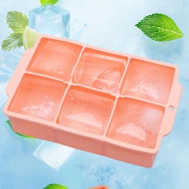 Imagem de Formas de cubos de gelo de silicone com tampa removível à prova de vazamento, bandeja quadrada de cubo de gelo para coquetéis, uísque (rosa)