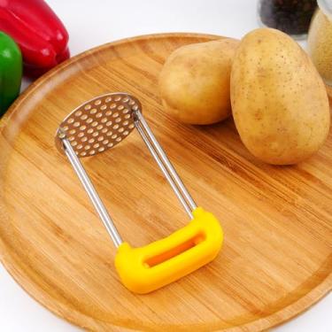 Imagem de Espremedor de aço inoxidável com aderência antiderrapante para uso doméstico - perfeito para amassar batatas e preparar alimentos suplementares para bebês