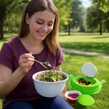 Imagem de Pote de 800ml Com Anél Térmico para Saladas e Frutas