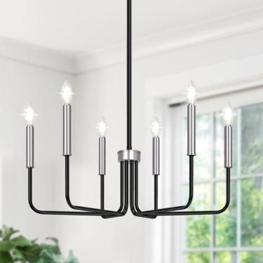 Imagem de Candelabro Farmhouse Lynnoland 6 luzes em preto e prata