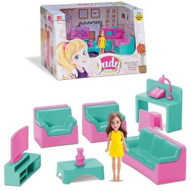 Imagem de Brinquedo Sala Infantil 8 Pçs com Boneca - Judy Home - Samba Toys