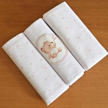 Imagem de Kit 3 Cueiros Flanelados 50 cm x 80 cm Bublim Sonhos