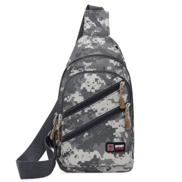 Imagem de Bolsa tiracolo camuflada, mochila de ombro único, ajustável, portátil, masculina, caminhada, esportes, camuflagem, mochila