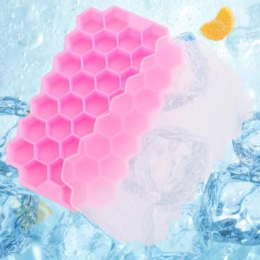 Imagem de Molde de cubo de gelo de favo de mel 37 com tampa, flexível de liberação fácil, máquina fresca de verão, rosa