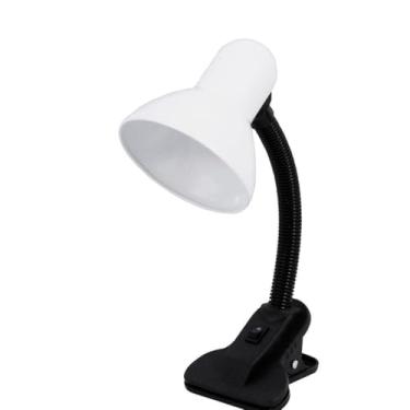 Imagem de Luminária Articulada de Mesa com Presilha Tipo Clip para Estudo e Escritório – Preta, Ajustável e Econômica (Preta) (Branco)