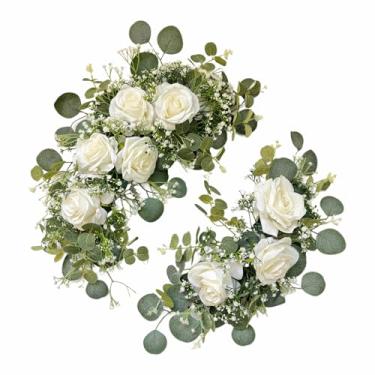 Imagem de Odouzy Pacote com 2 arcos de casamento, flores artificiais, decoração de casamento, guirlanda de flores, adequado para banquete, festa, recepção, placa de boas-vindas e decoração de fundo (céu