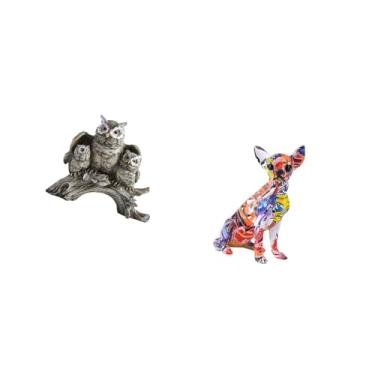 Imagem de Fenteer Ornamento de Mesa de Animal Moderno, Escultura Realista de E Cachorro para Sala de Estar, Decoração de Armário de Escritório, Estatueta de Cach