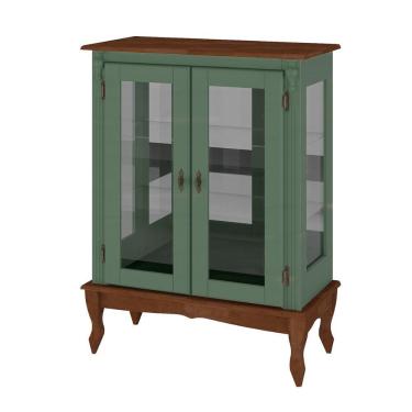 Imagem de Cristaleira Com Espelho Clássica Em Madeira - 2 Portas E 2 Prateleiras Com Pés Luiz Xv