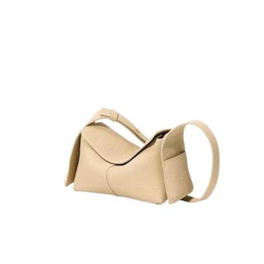 Imagem de Bolsa tiracolo de couro mini Eaves, bolsa quadrada pequena retrô para mulheres, bolsa de ombro diária de couro genuíno macio, Bolsa para beirais (amarelo amêndoa)