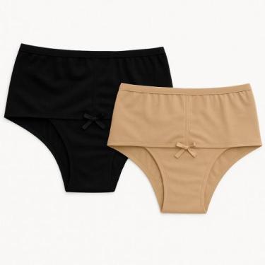 Imagem de Kit 2 Calcinha Feminina Cintura Alta Confortável Segura Barriga Cós Al