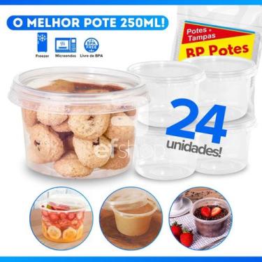 Imagem de 24 Potes Plásticos 350ml Redondo Bolo no Pote Com Tampa BP Pote - Bp P