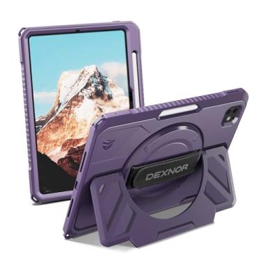 Imagem de Dexnor Capa para iPad Pro de 11 polegadas M4 2024, capa protetora robusta com alça de mão de rotação de 360°, suporte grande e estável, protetor de tela e suporte de lápis, à prova de choque, capa