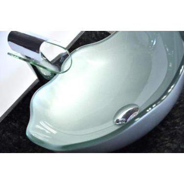 Imagem de Cuba de Vidro Redonda Ondulada 43cm Turim - EKASA, Prata