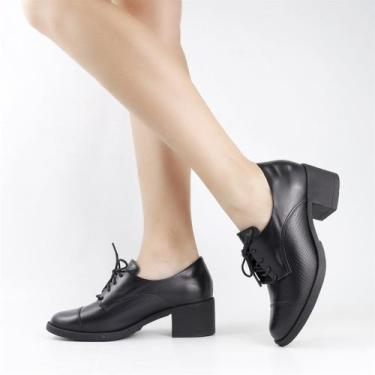 Imagem de Oxford Salto Bloco Couro Snake - NEFTALI, Preto, 37