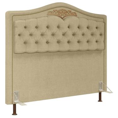 Imagem de Cabeceira Cama Casal 140cm Com Tachas Imperial J02 Linho Areia - Mpozenato