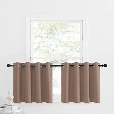 Imagem de Cortinas curtas blackout painéis de camadas - pequenas sanefas Kichen com isolamento térmico para janelas com redução de luz para trailer (cappuccino, 1 painel, 52W por 24L com cabeçalho de 3 cm)