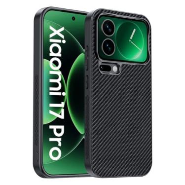 Imagem de LYJSMGZ Capa à prova de choque para Xiaomi 17 Pro Max/17 Pro/17, capa antiderrapante fina de fibra de carbono, preta, 17