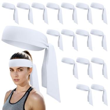 Imagem de ONUPGO 18 tiaras de cabeça para homens e mulheres, faixa de transpiração esportiva ajustável, faixa de cabeça ninja para karatê, faixa de cabeça para treino com absorção de suor para esportes, corrida